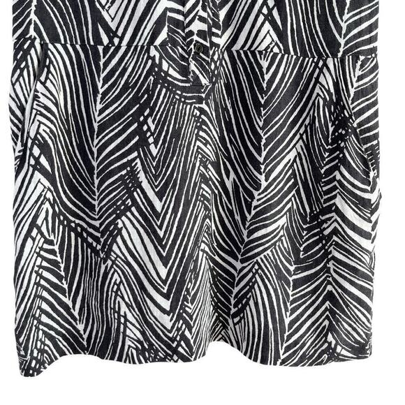 Zara 100% Linen Zebra Print‎ Mini Shirt Dress Short Sleeves Black White, Size XS - Picture 7 of 10
